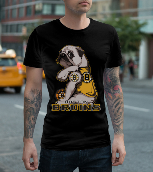 Pug Wearing Boston Bruins Jersey T-Shirt