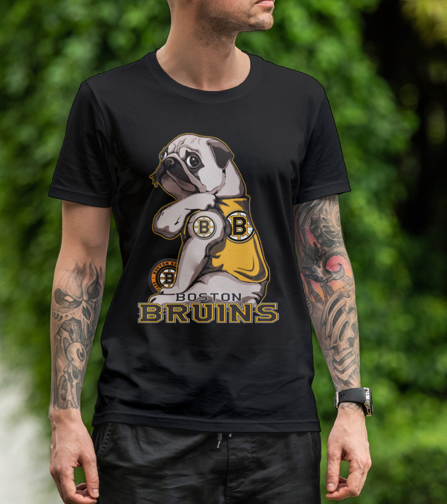 Pug Wearing Boston Bruins Jersey T-Shirt