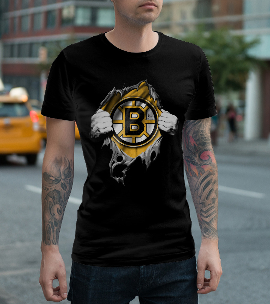 Boston Bruins Torn Ripped T-Shirt