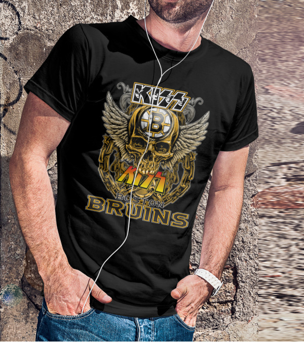 Kiss Boston Bruins Skull Wings T-Shirt