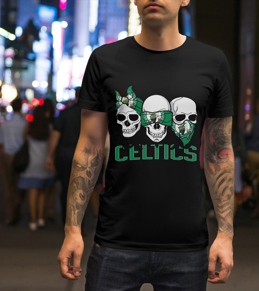 3 Skull Celtics Boston Bandana T-Shirt