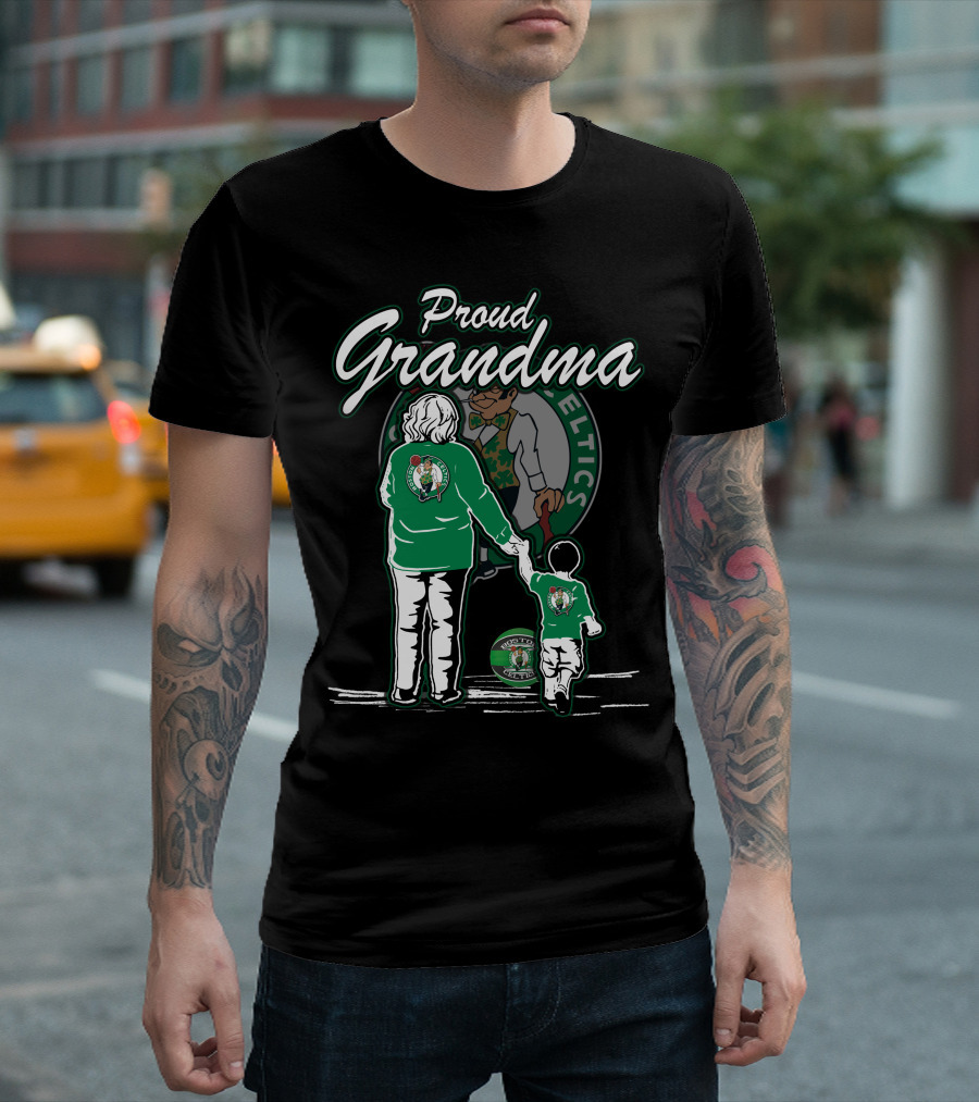 Proud Grandma Boston Celtics Celtics Logo Family Fan T-Shirt