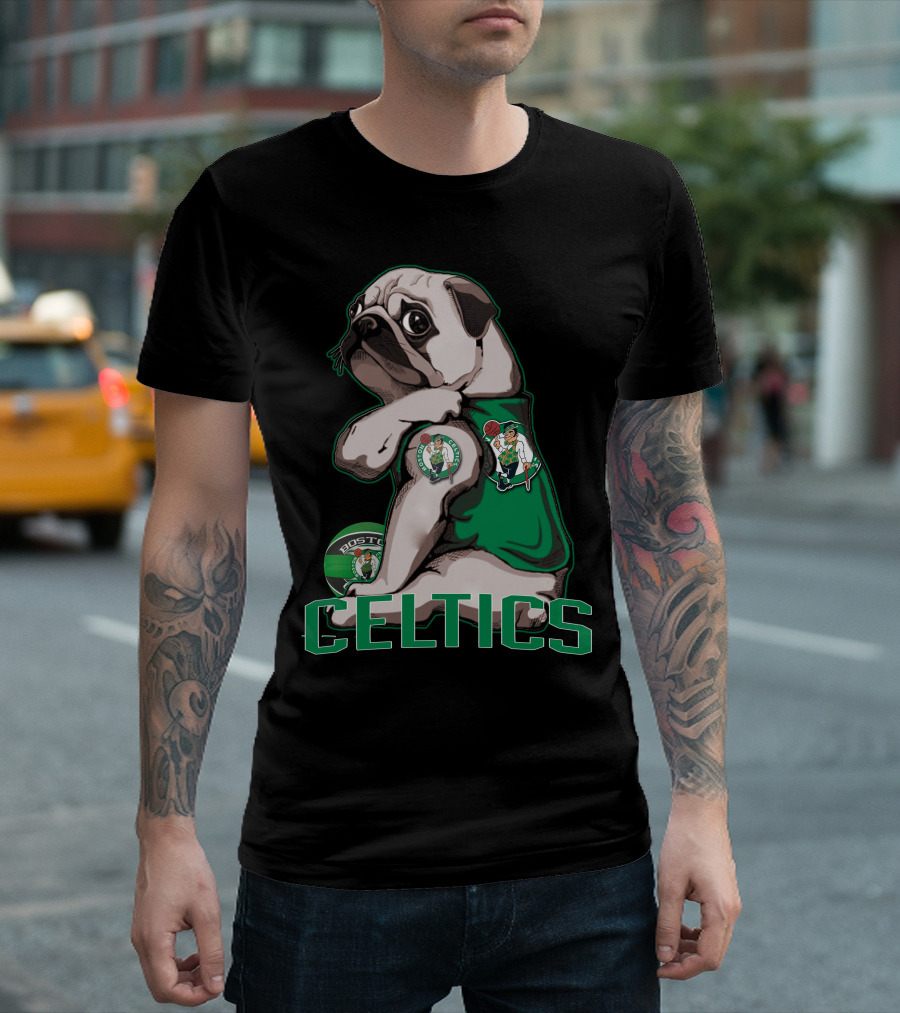 Pug Celtics Boston Basketball Fan Iconic Team T-Shirt