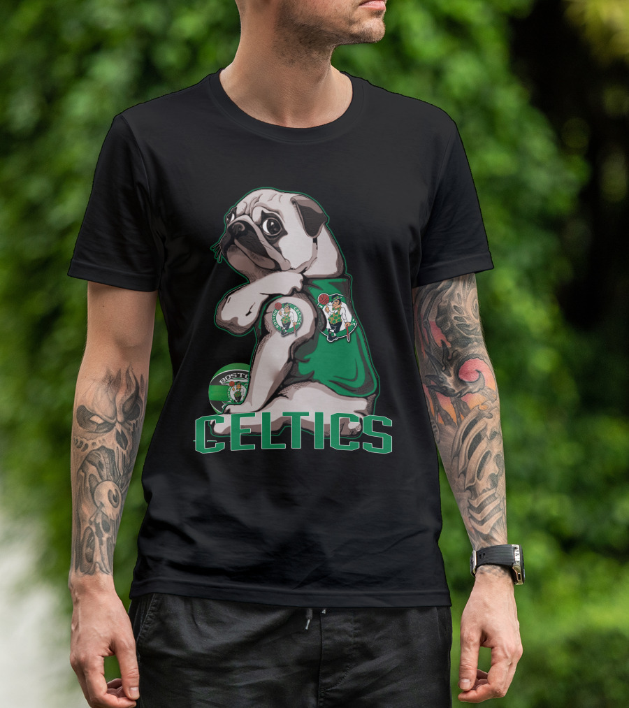 Pug Celtics Boston Basketball Fan Iconic Team T-Shirt