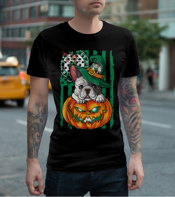 Bulldog Halloween Boston Celtics Pumpkin Hat T-Shirt