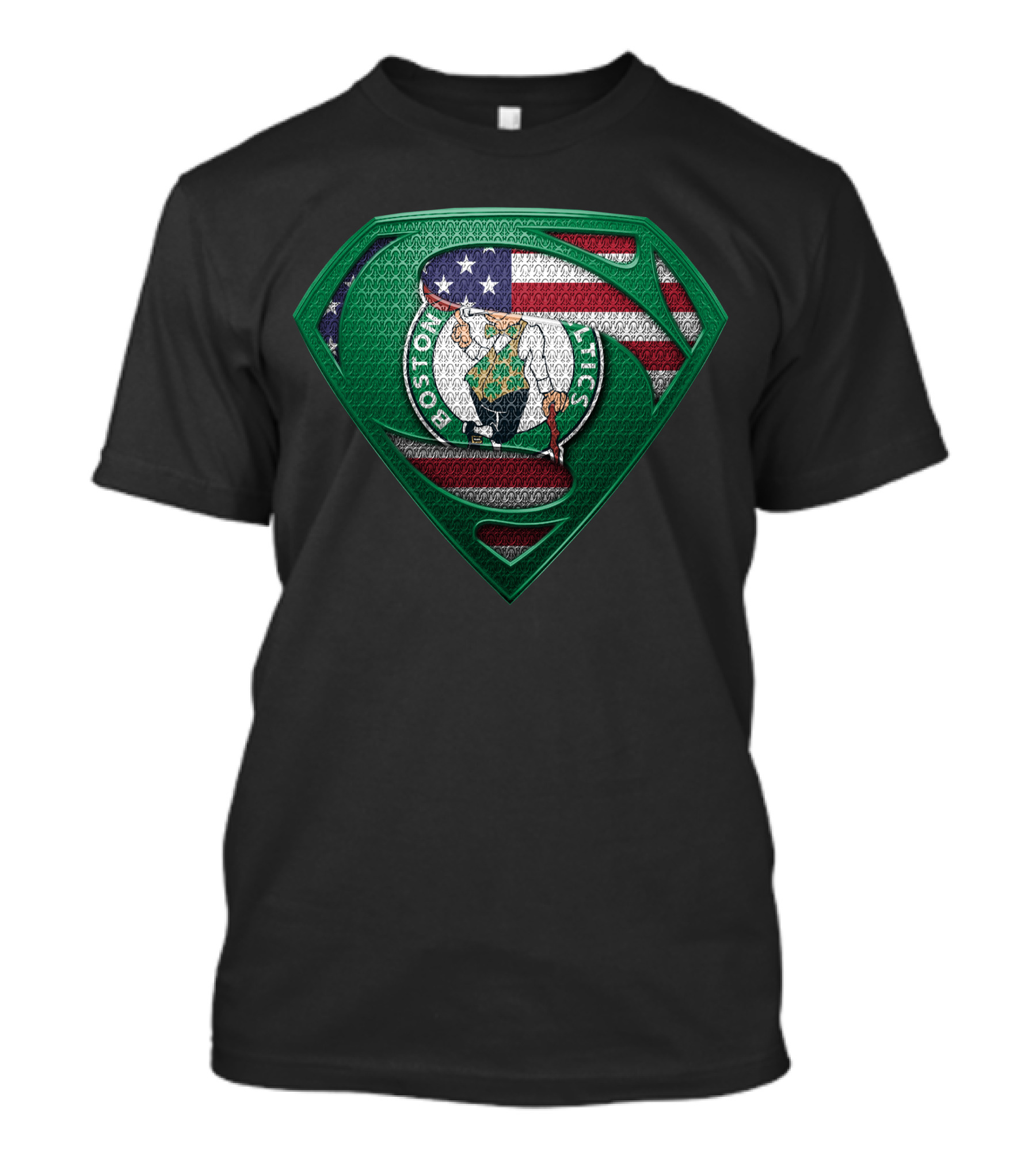 Boston Celtics American Flag Shield Logo Spm T-Shirt