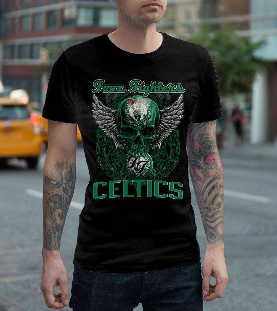 Foo Fighters Boston Celtics Winged Skull T-Shirt