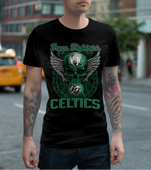 Foo Fighters Boston Celtics Winged Skull T-Shirt