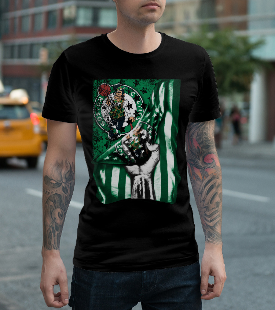 Flag Boston Celtics Hand Holding Logo T-Shirt