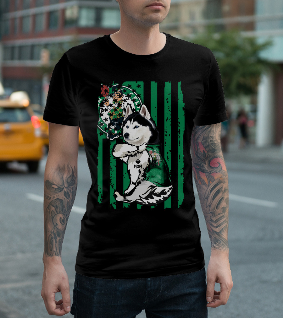 Boston Celtics Siberian Husky Mom Fan T-Shirt
