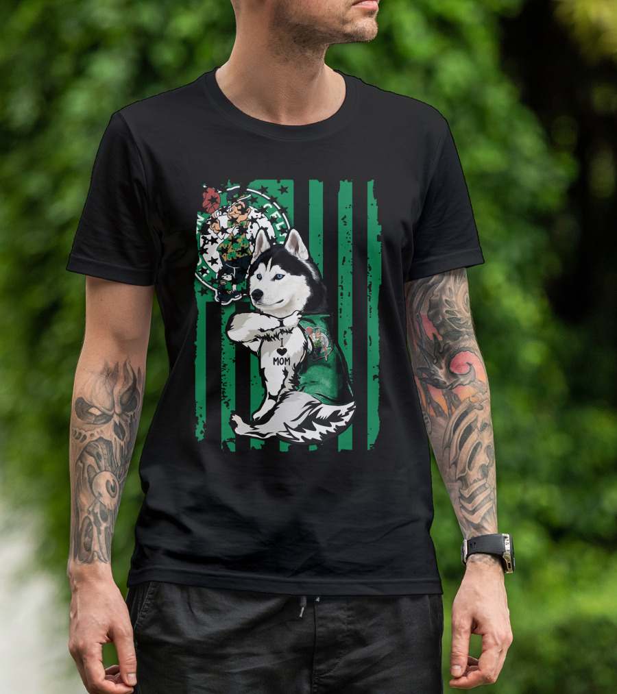 Boston Celtics Siberian Husky Mom Fan T-Shirt