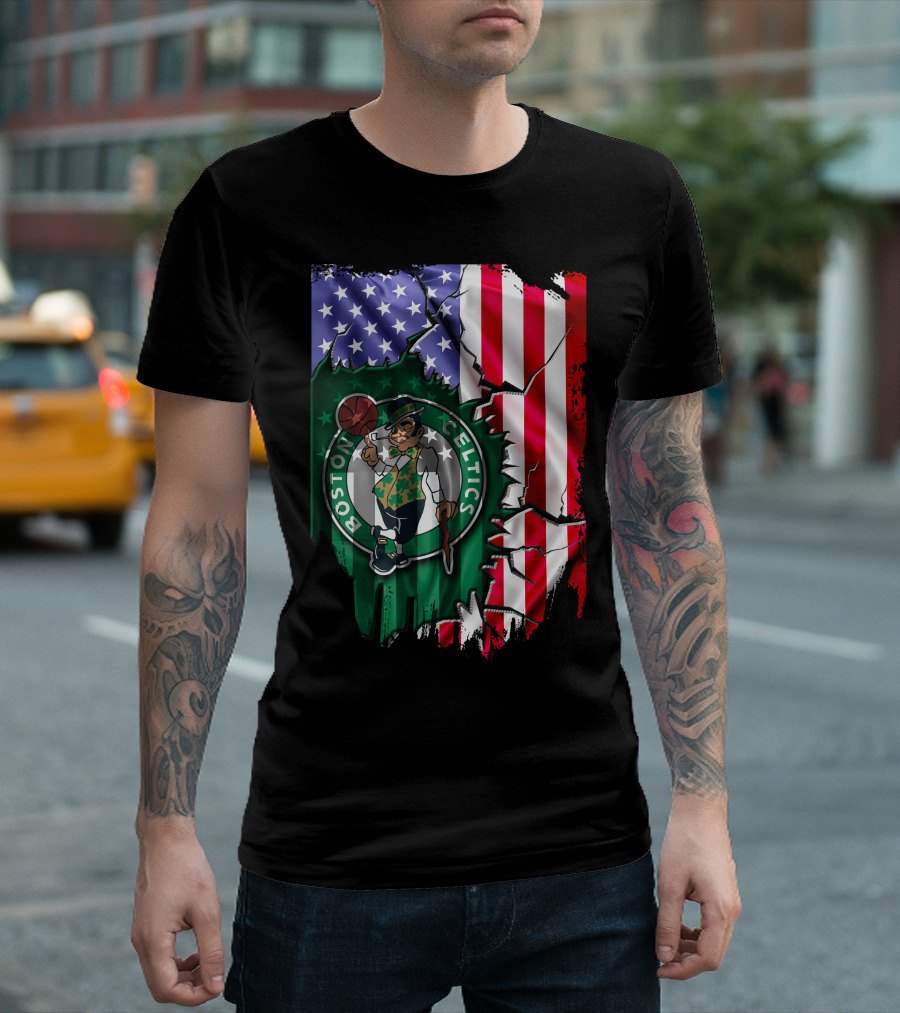 American Flag Boston Celtics T-Shirt