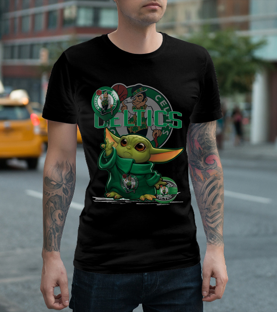 Yoda Celtics Boston Team Basketball Mashup T-Shirt