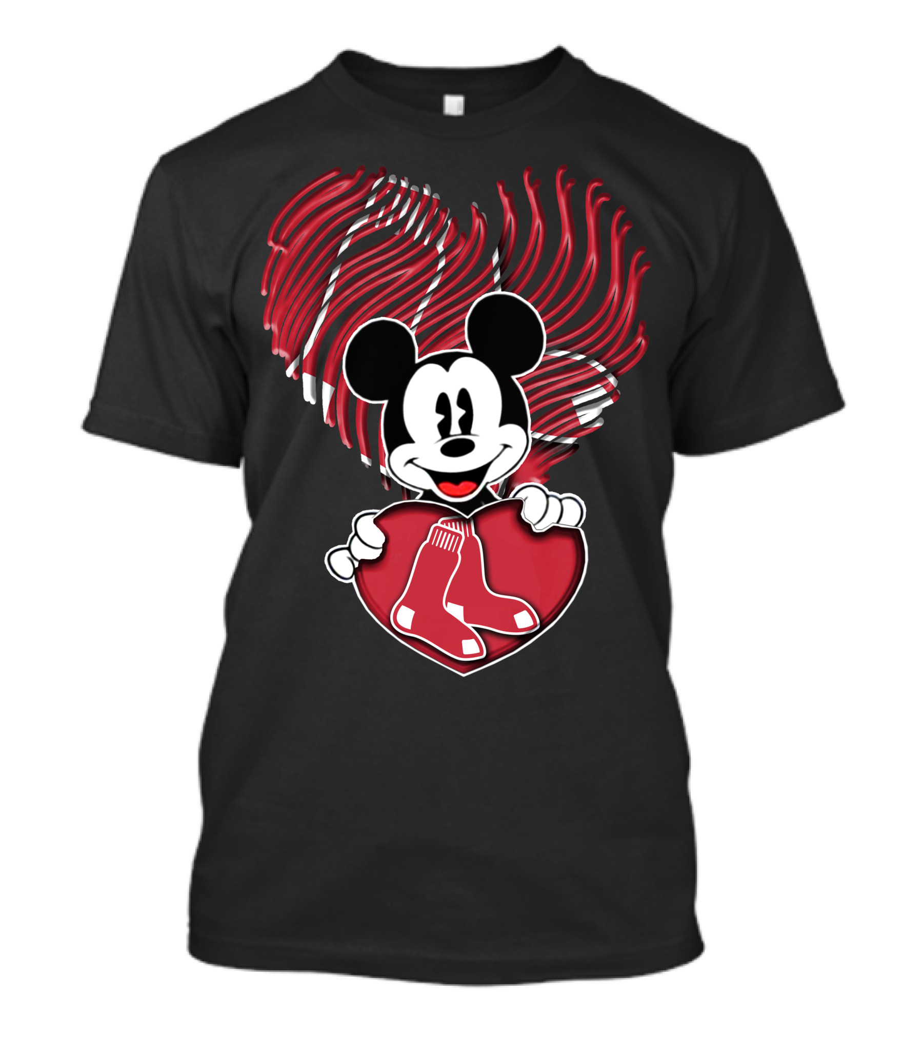 Mickey Red Sox Heart Fingerprint T-Shirt