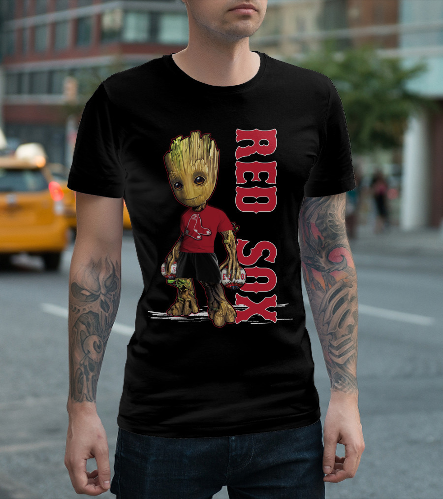 Baby Groot Boston Red Sox Fan Holding Baseballs T-Shirt