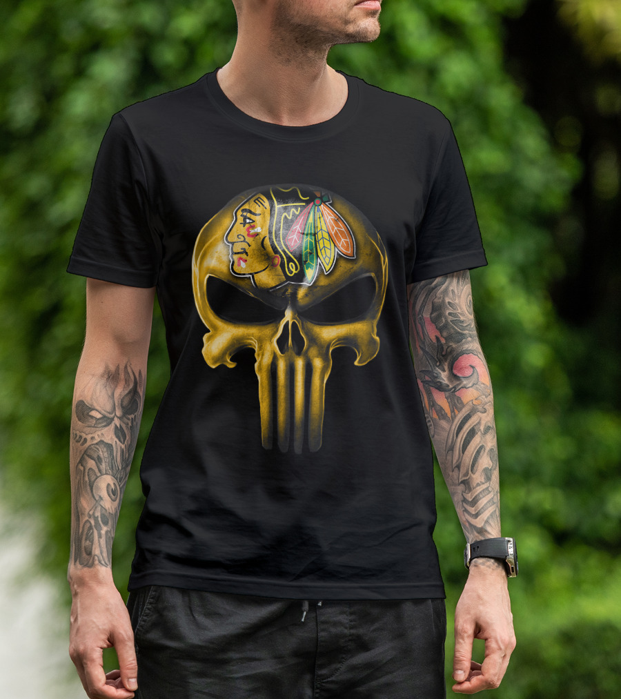 Skull Chicago Blackhawks Punisher Fusion T-Shirt