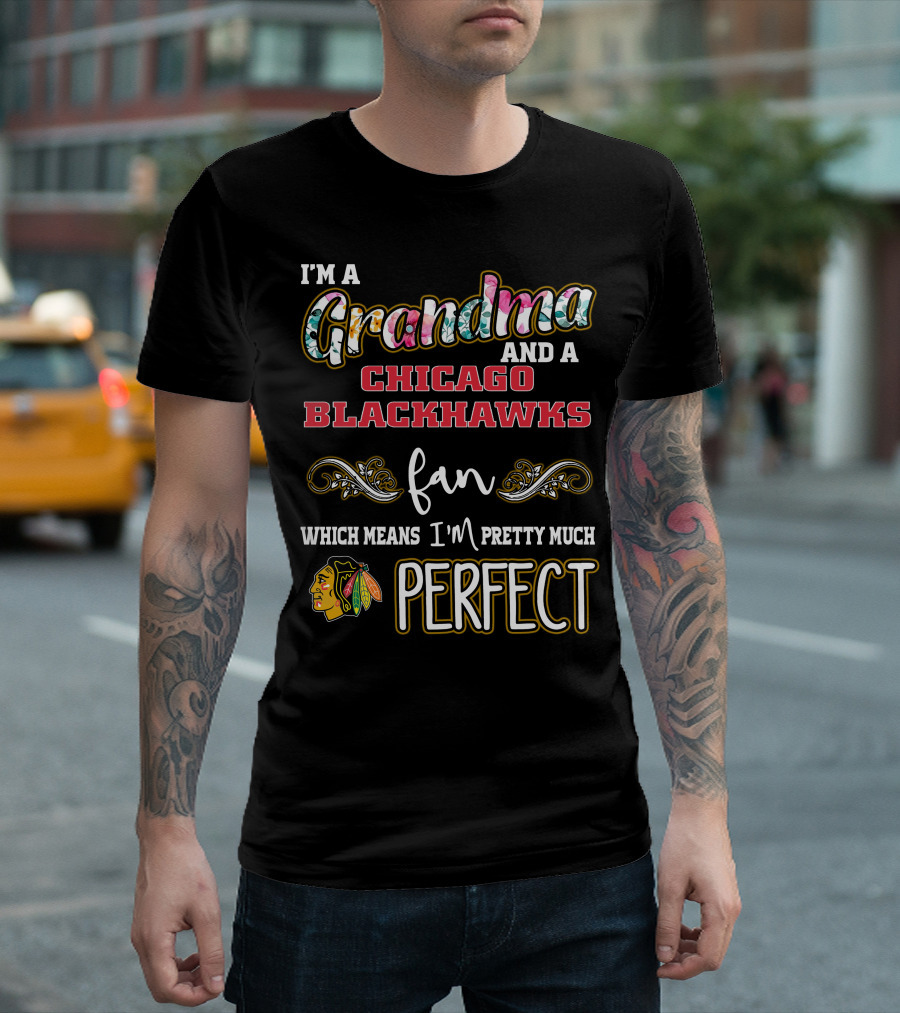 I'm a Grandma and a Chicago Blackhawks Fan Which Means I'm Pretty Much Perfect T-Shirt