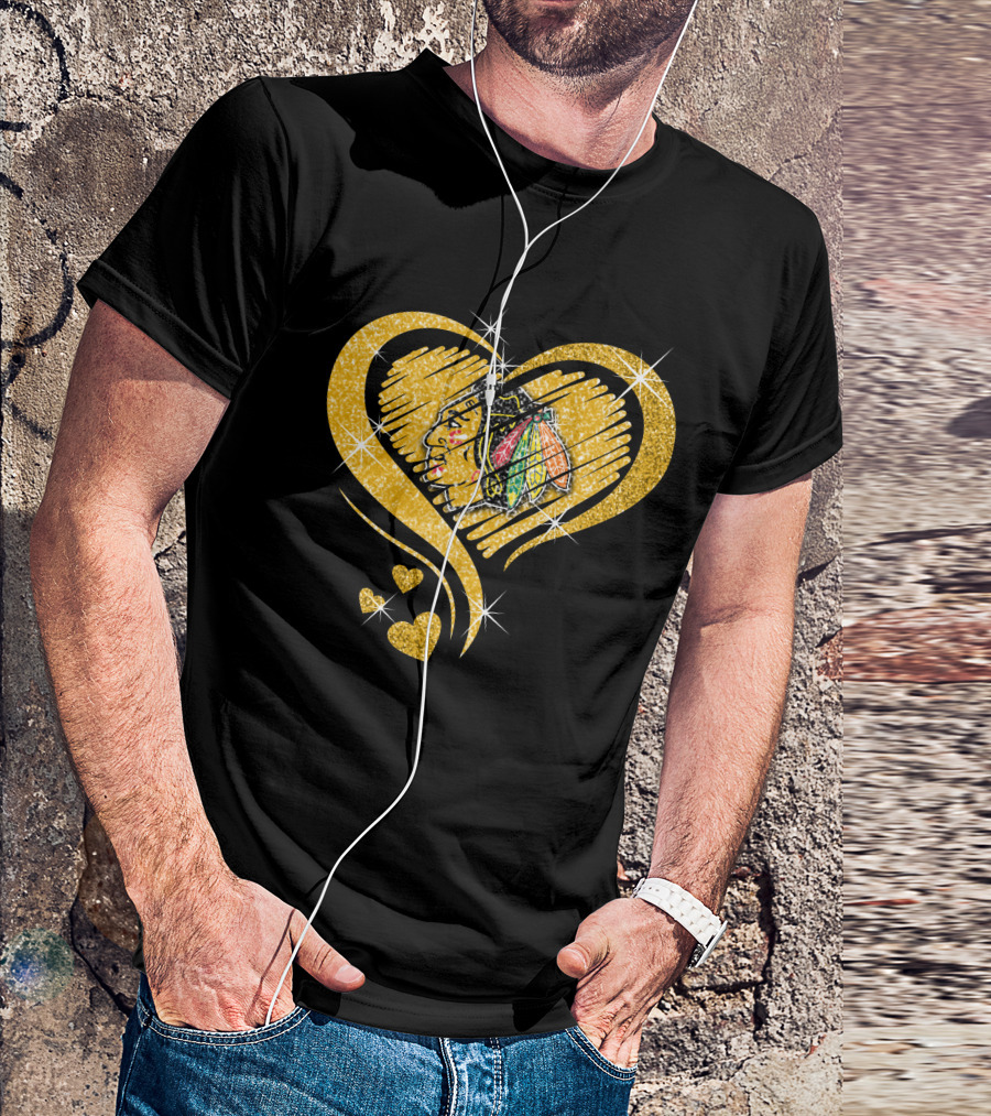 Heart Glitter Chicago Blackhawks T-Shirt