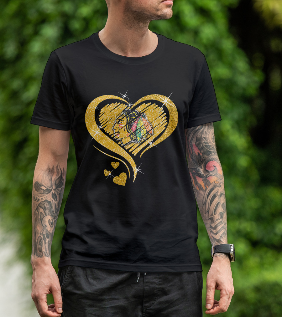 Heart Glitter Chicago Blackhawks T-Shirt