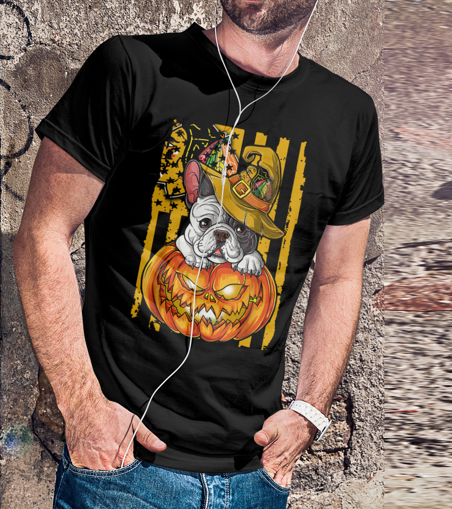 Hlw Bulldog Halloween Pumpkin Chicago Blackhawks T-Shirt