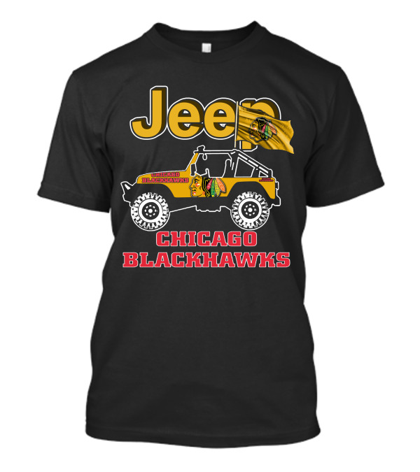 Jeep Chicago Blackhawks Off-Road Vehicle With Team Logo And Flag T-Shirt