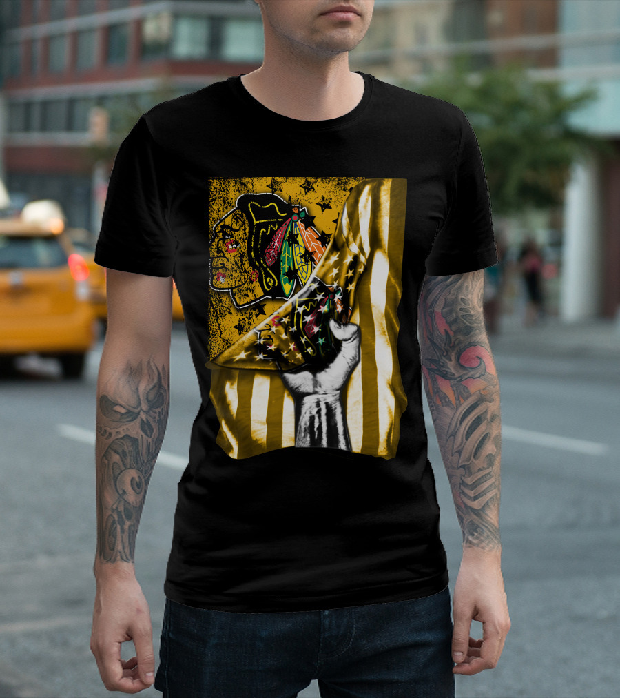 Flag Chicago Blackhawks Stars and Stripes Iconic T-Shirt