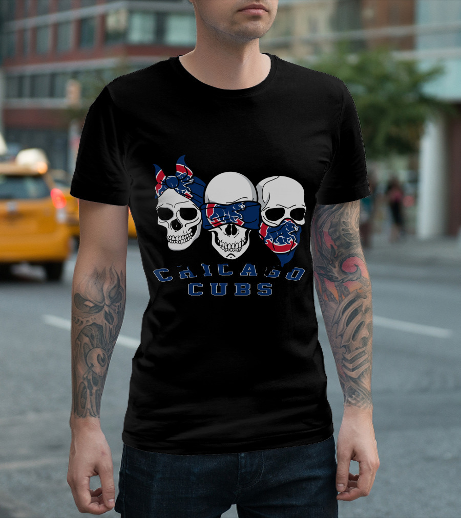 Chicago Cubs Bandana Skull Trio T-Shirt