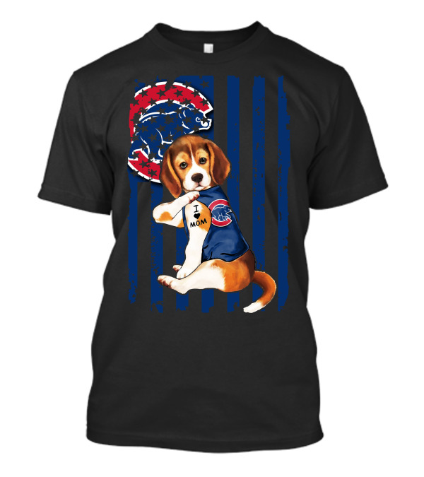 Beagle I Love Mom Chicago Cubs Fan T-Shirt