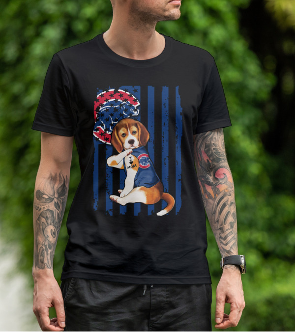 Beagle I Love Mom Chicago Cubs Fan T-Shirt