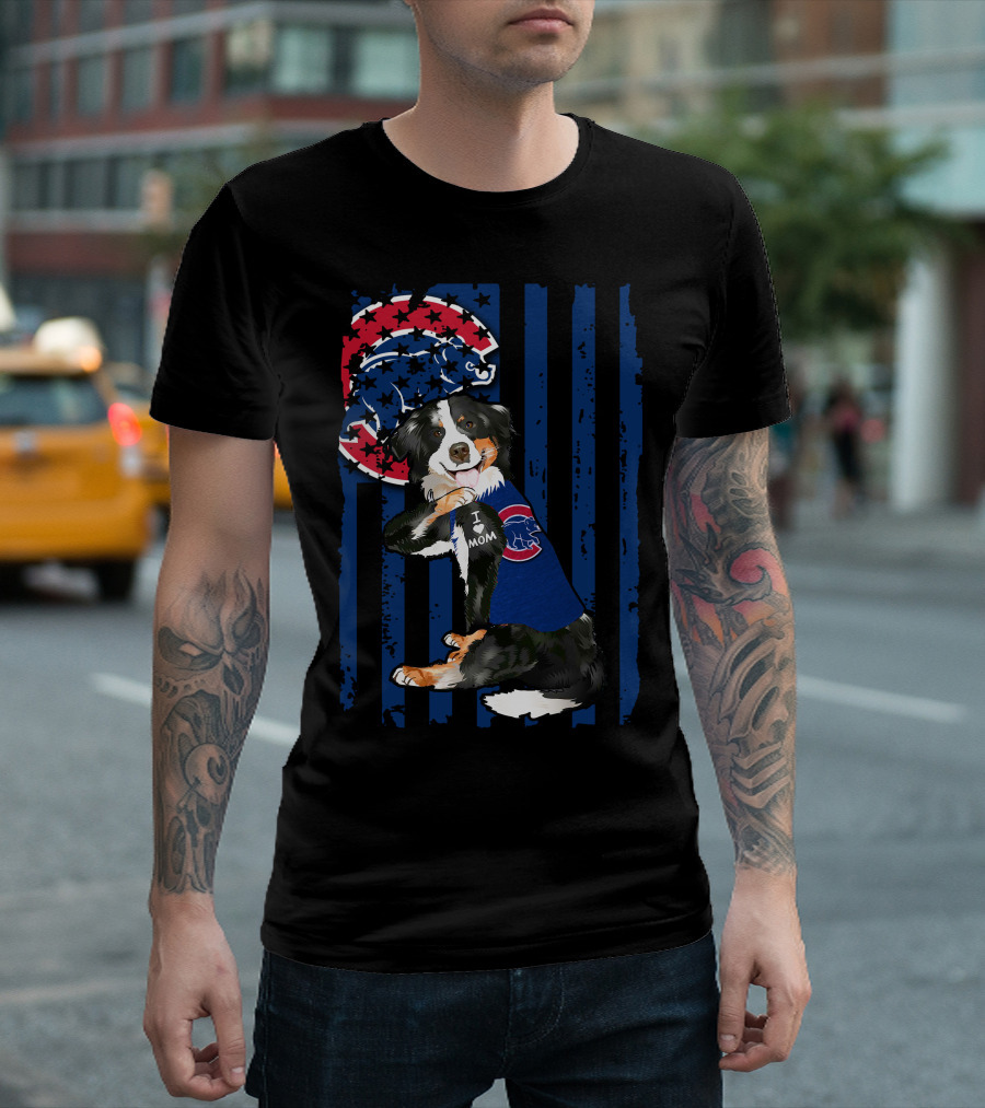 Border Collie I Love Mom Chicago Cubs Fan T-Shirt