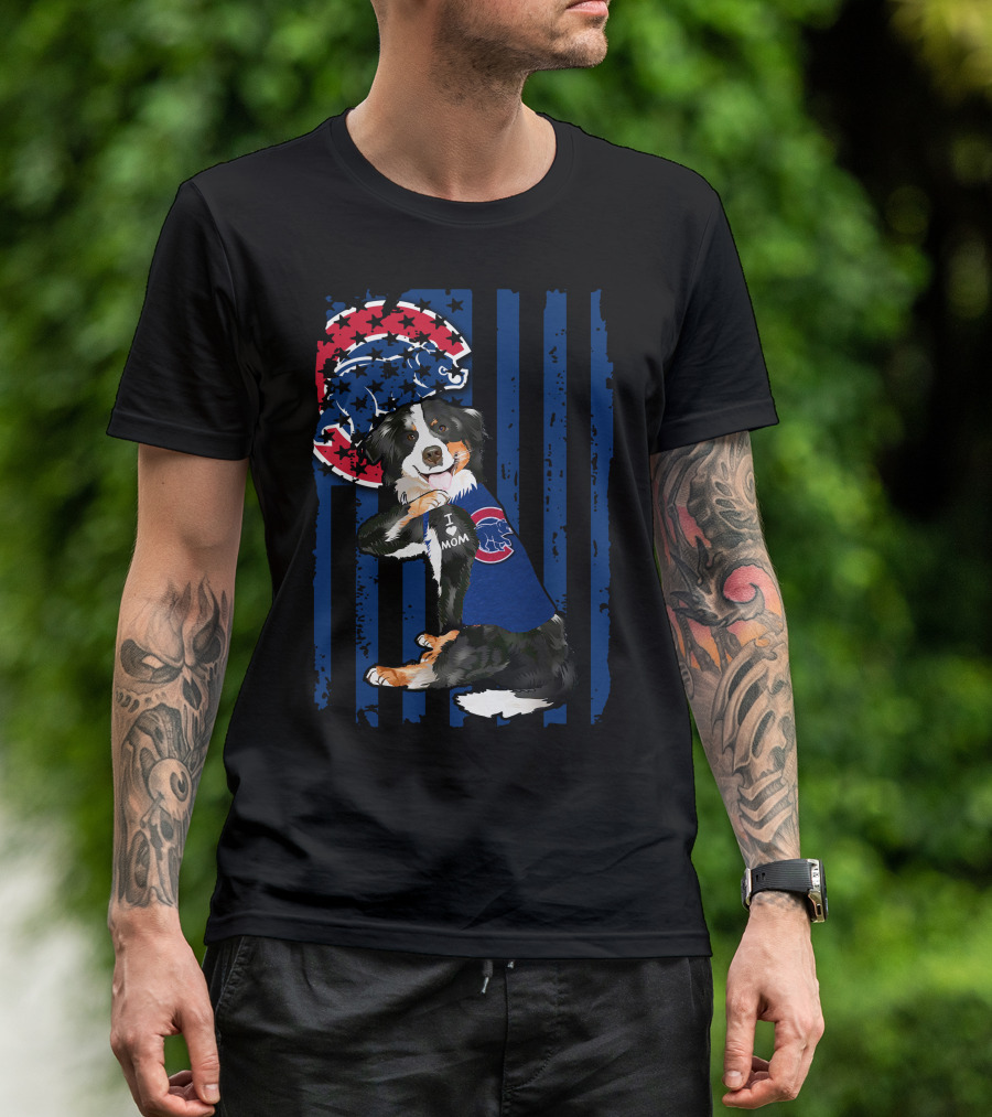 Border Collie I Love Mom Chicago Cubs Fan T-Shirt