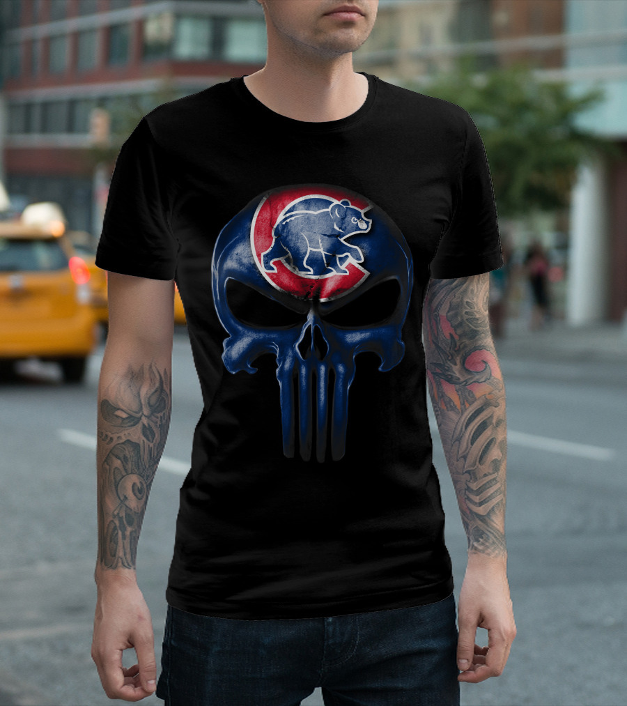 Chicago Cubs Skull Punisher T-Shirt