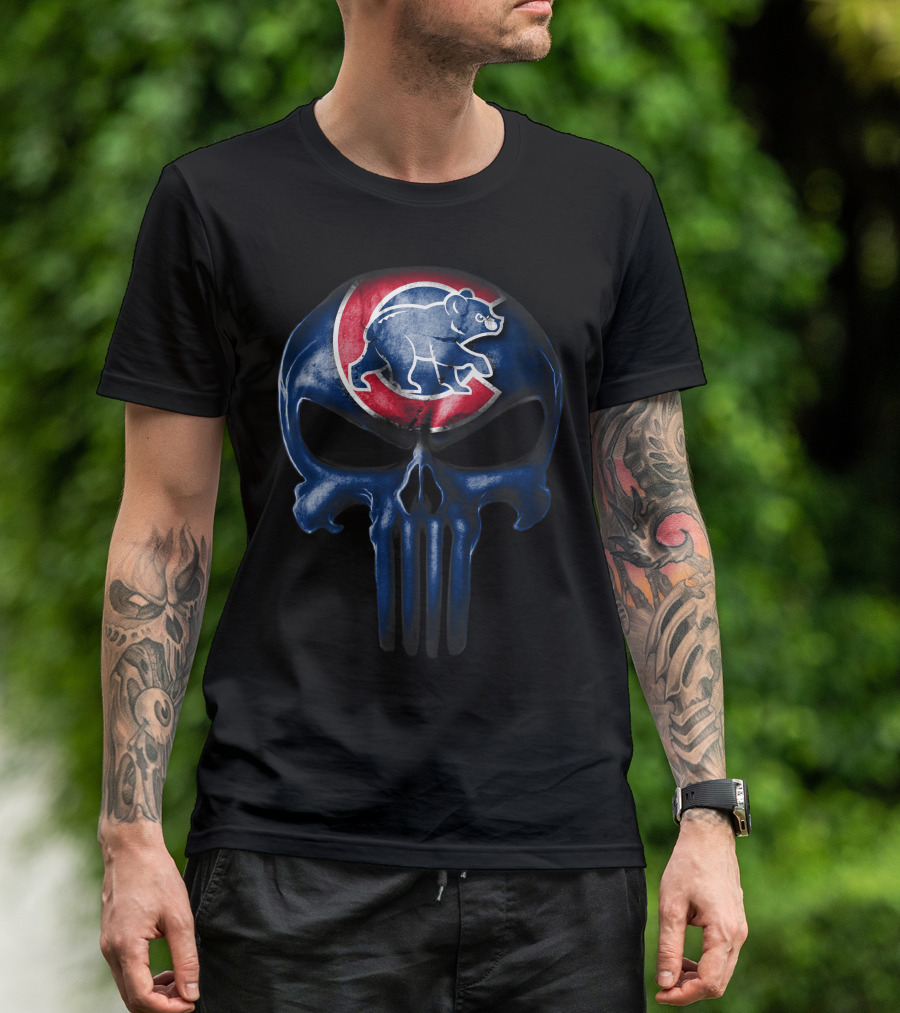 Chicago Cubs Skull Punisher T-Shirt