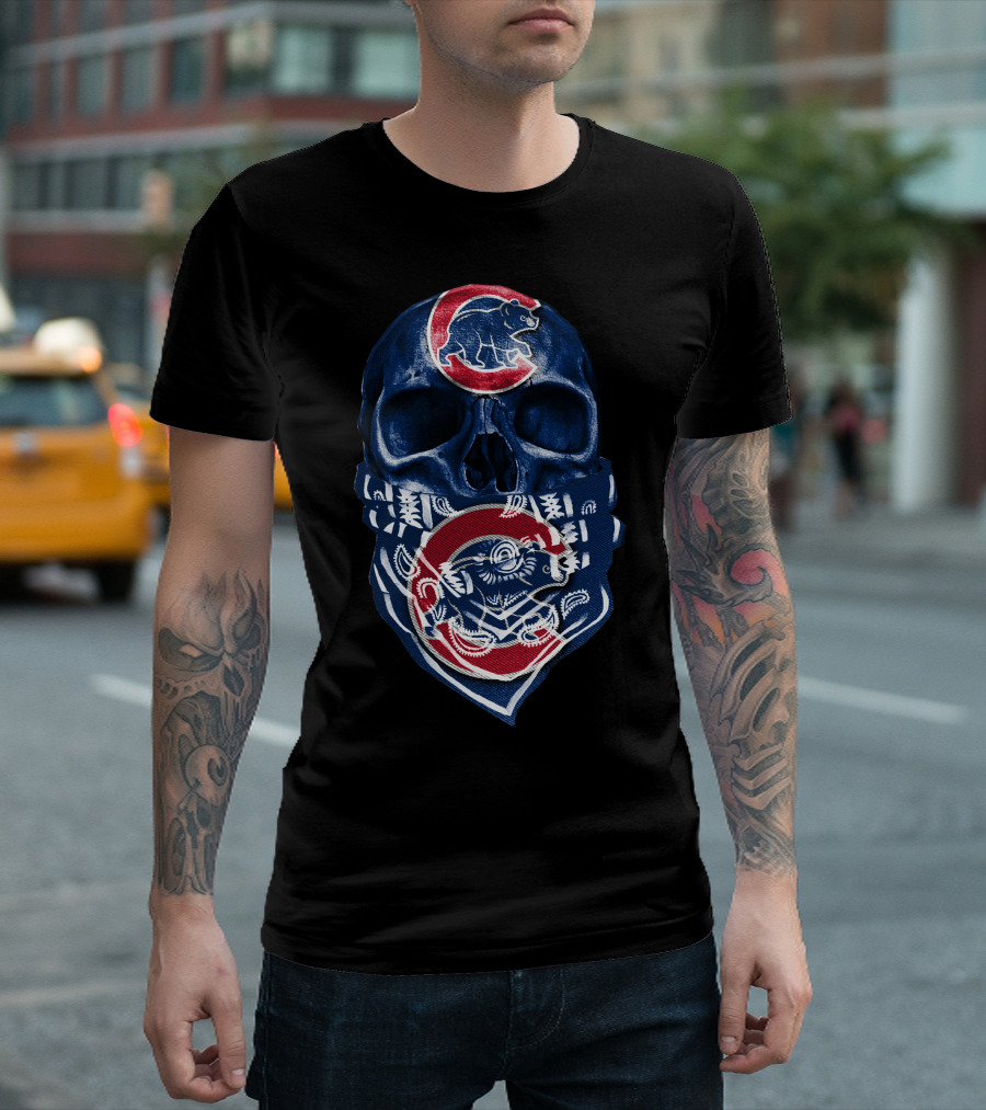 Chicago Cubs Skull Bandana Bear T-Shirt