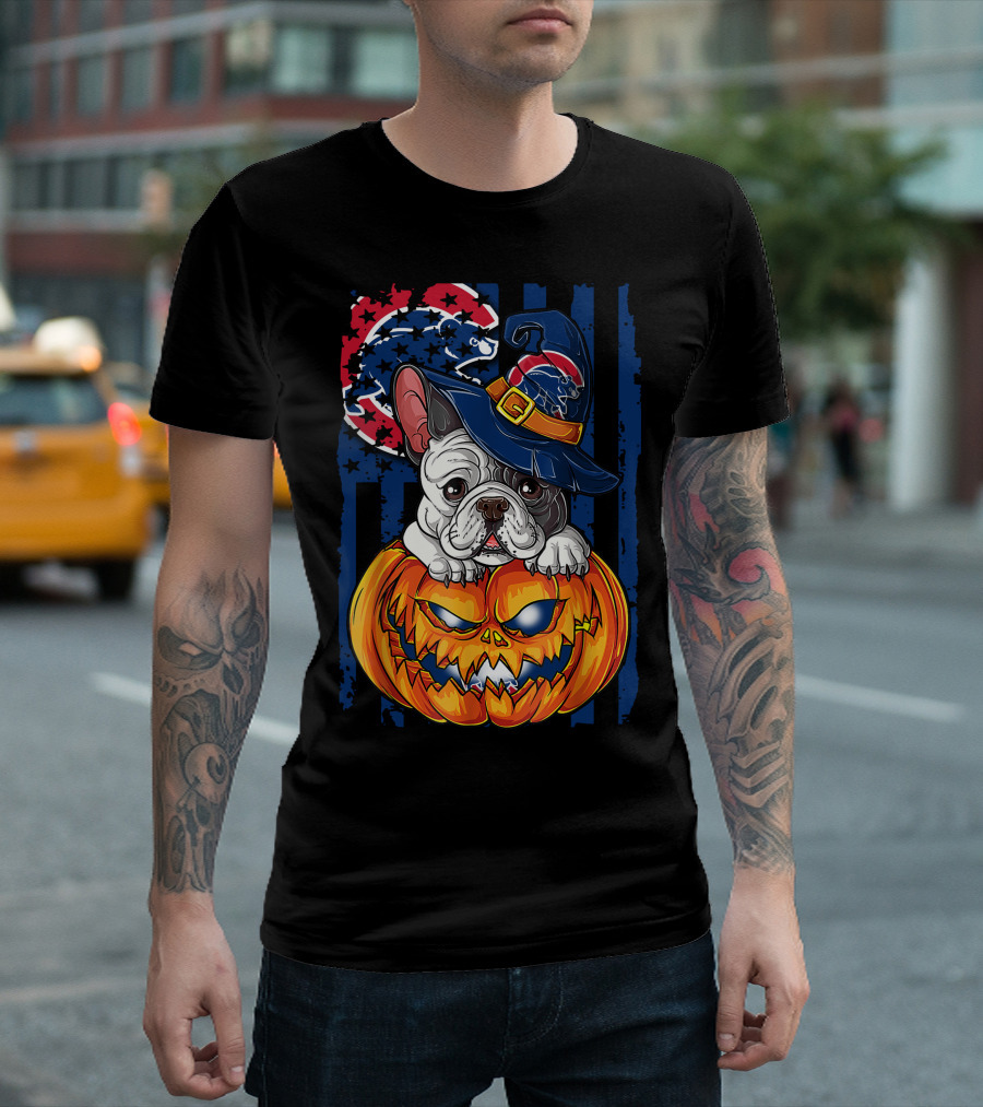 Hlw Bulldog Chicago Cubs Halloween Pumpkin Wizard T-Shirt
