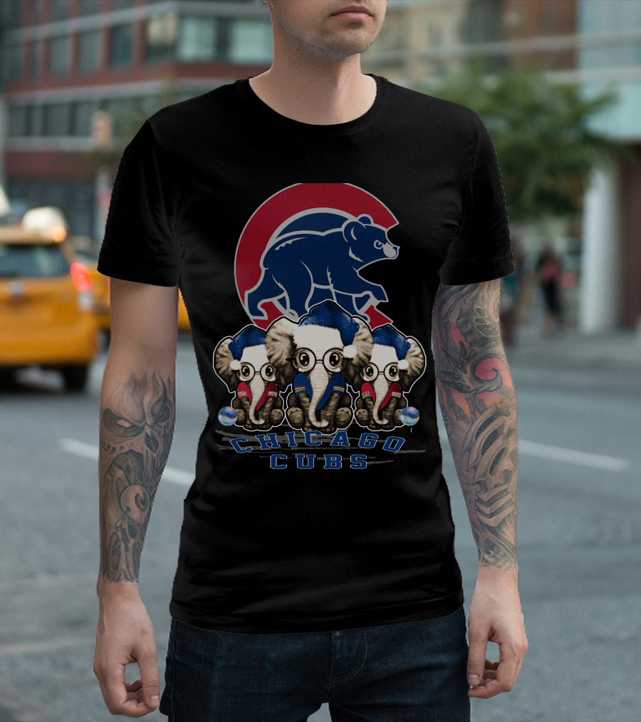 Chicago Cubs Christmas Elephants T-Shirt