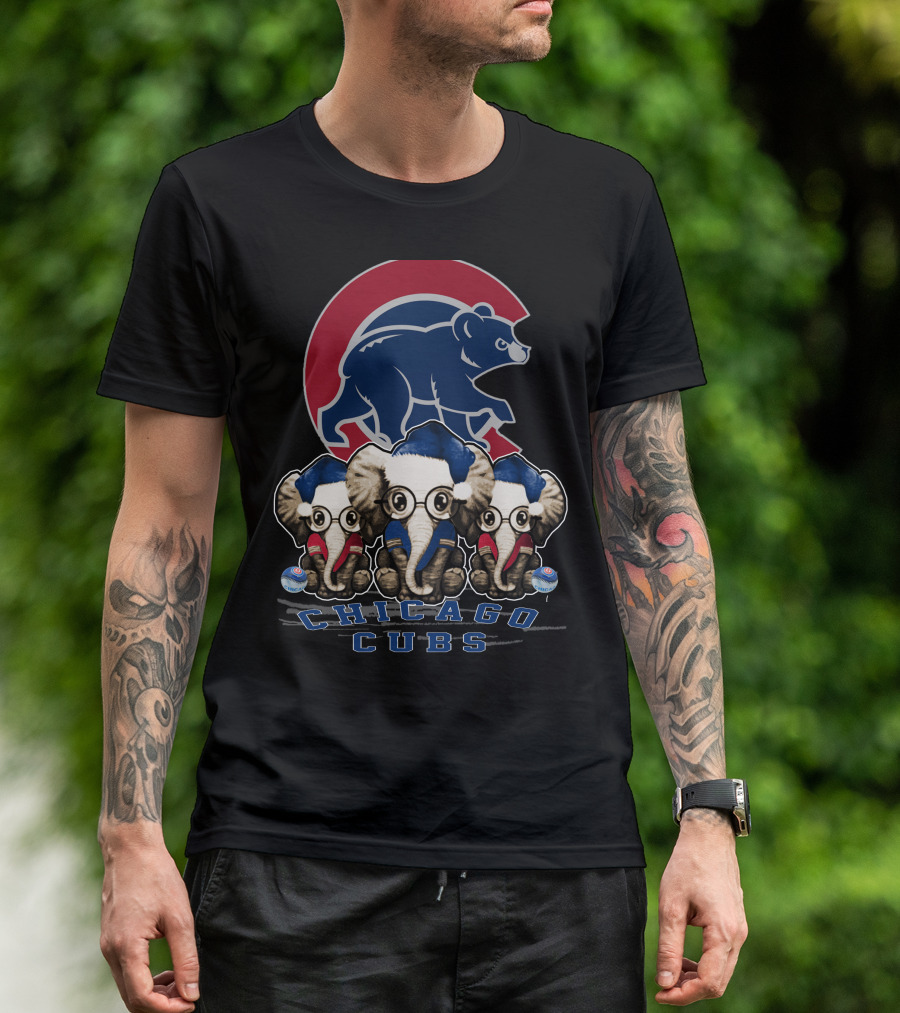 Chicago Cubs Christmas Elephants T-Shirt