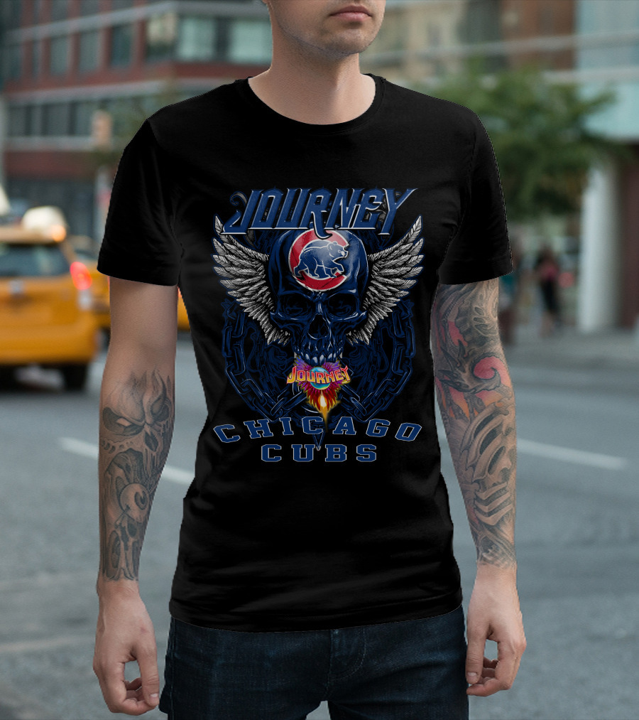 Journey Chicago Cubs Skull Wings T-Shirt