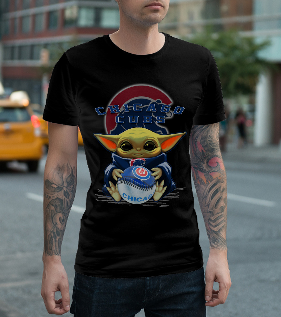 Chicago Cubs Baby Yoda Holding Baseball T-Shirt