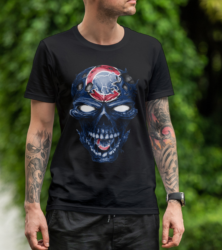Chicago Cubs Skull Bear Emblem T-Shirt