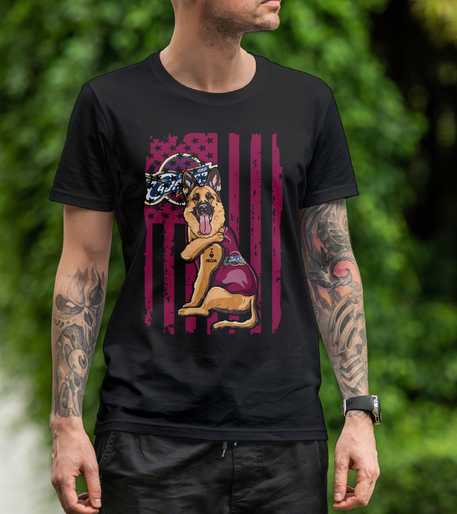 German Shepherd Cleveland Cavaliers Logo Tattoo I Mom T-Shirt
