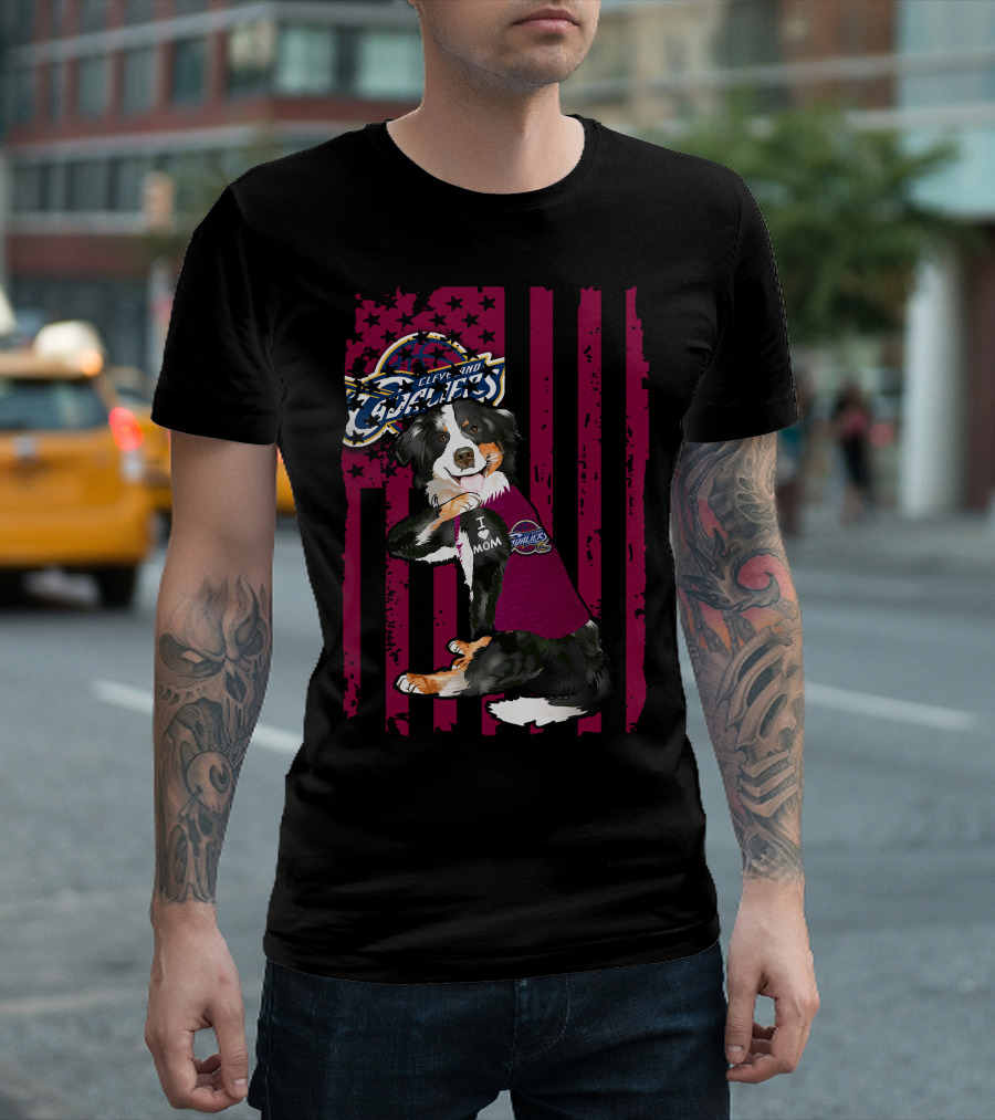 Cleveland Cavaliers Border Collie I Love Mom T-Shirt