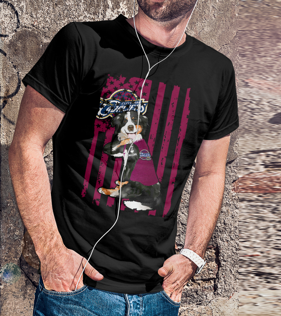 Cleveland Cavaliers Border Collie I Love Mom T-Shirt