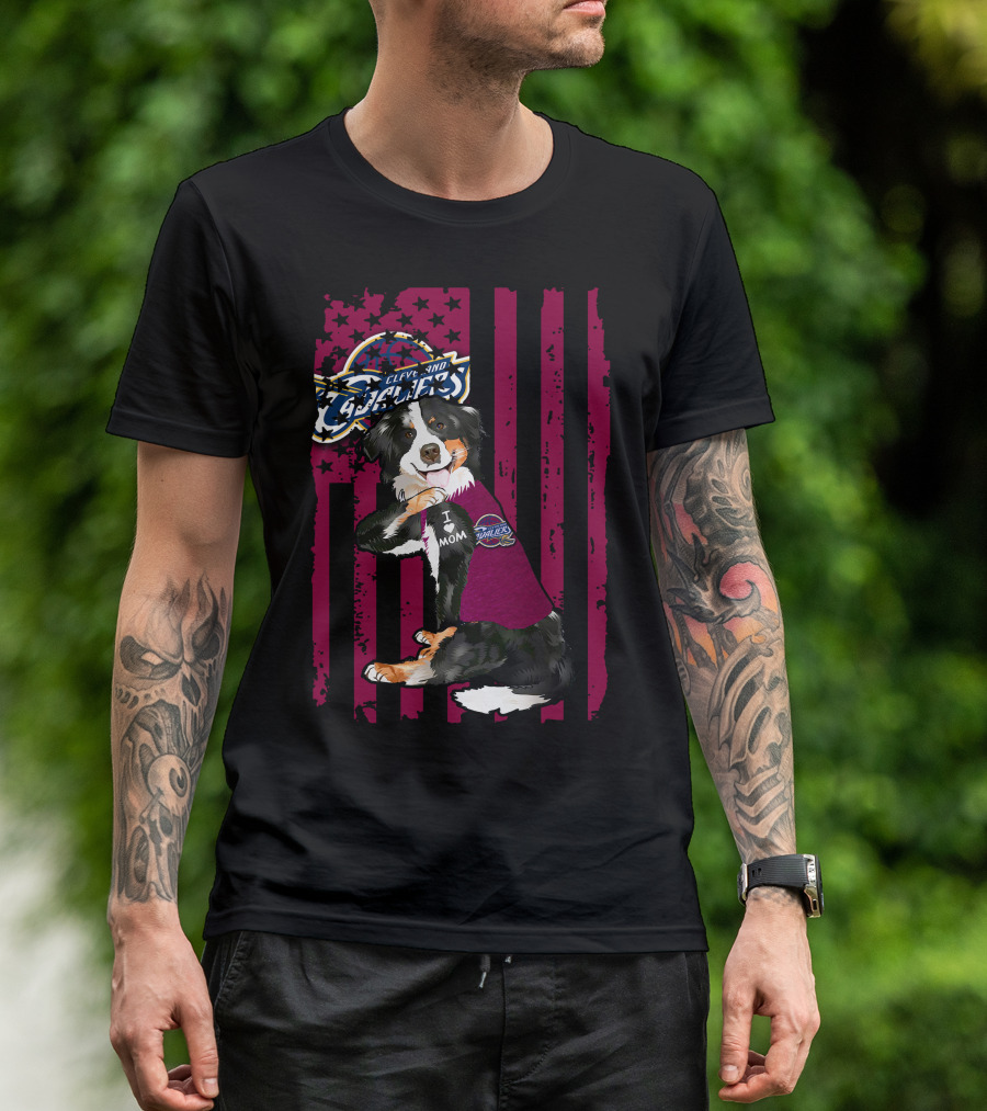 Cleveland Cavaliers Border Collie I Love Mom T-Shirt