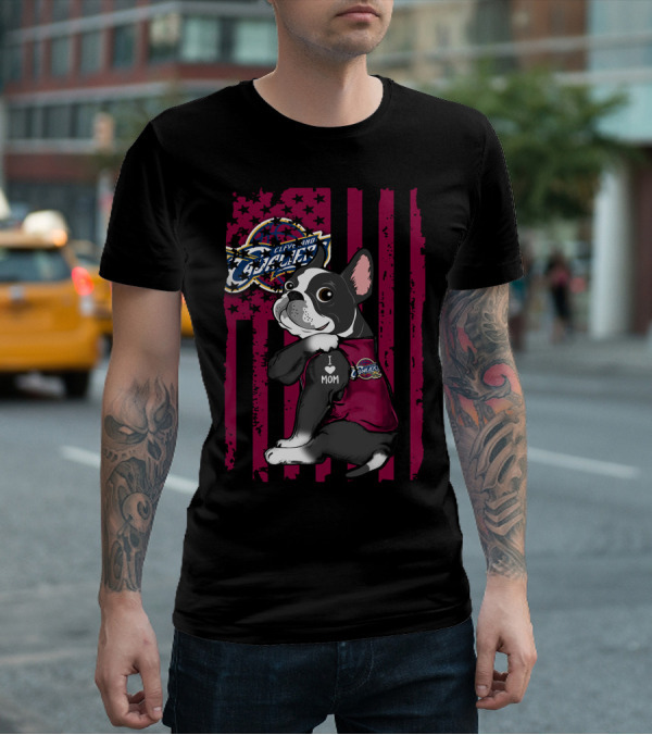 Boston Terrier Cleveland Cavaliers I Love Mom T-Shirt