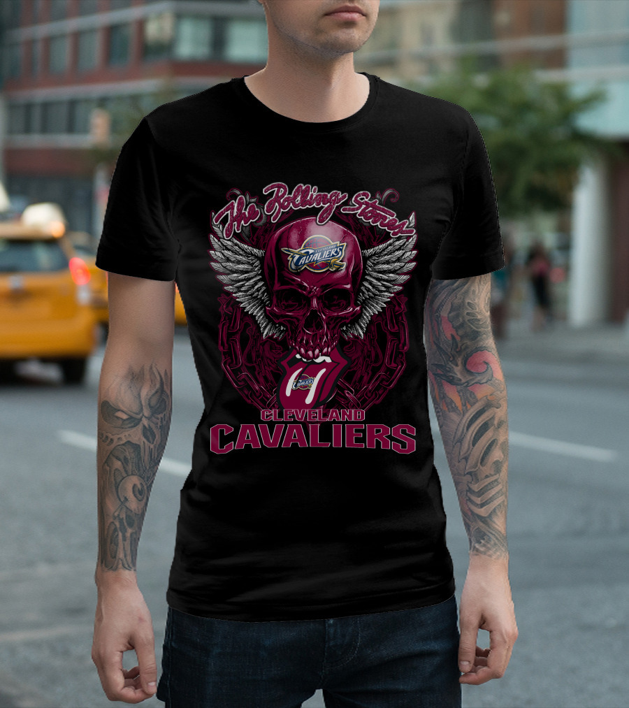 The Rolling Stones Cleveland Cavaliers Skull Winged Logo Mashup T-Shirt