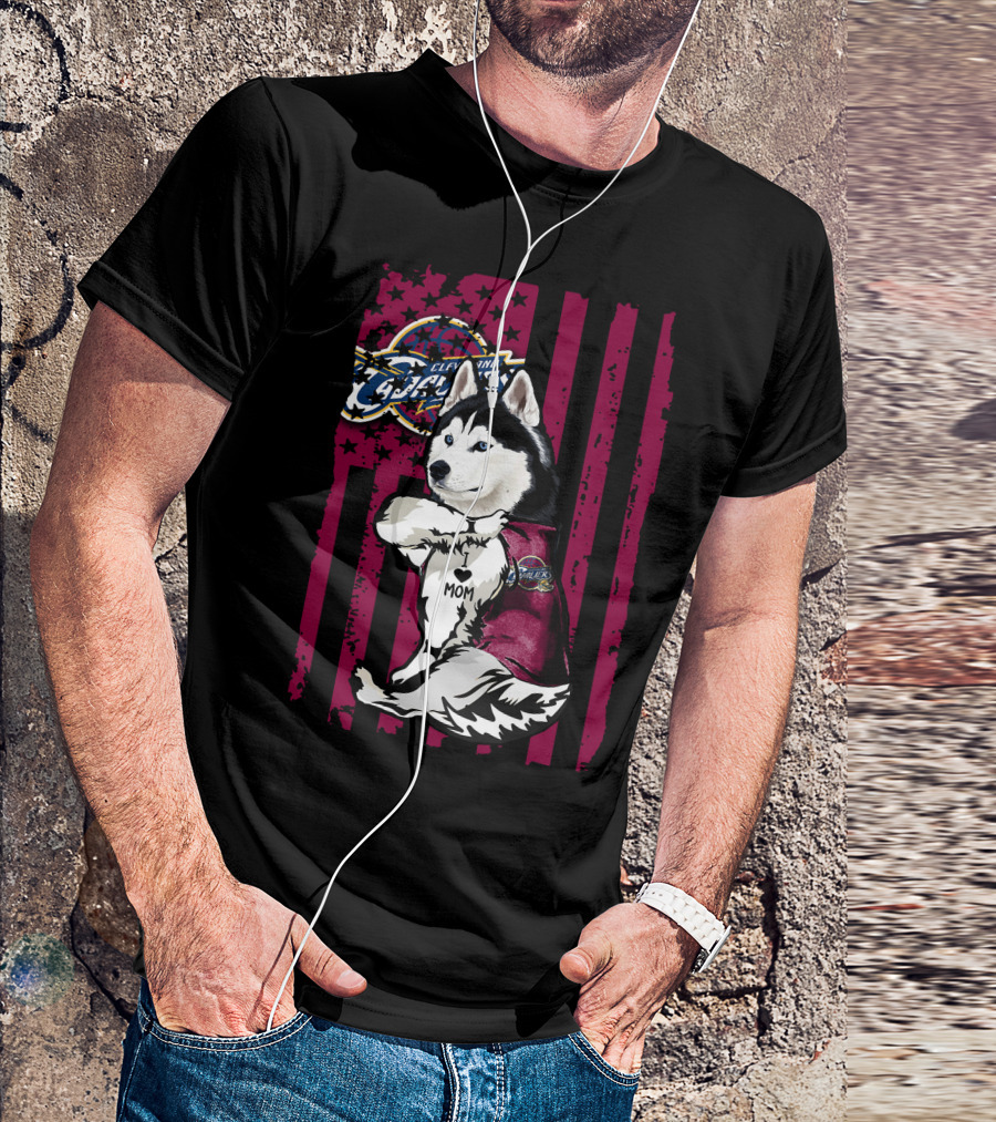 Cleveland Cavaliers Siberian Husky I Love Mom T-Shirt