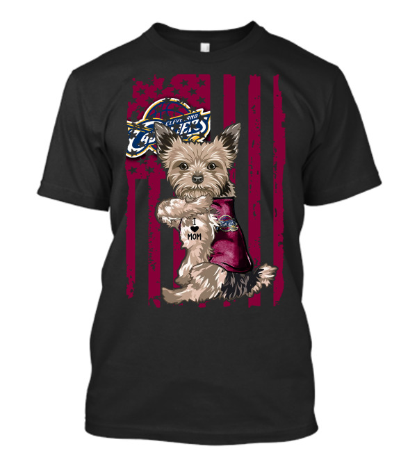 Yorkshire Terrier I Love Mom Cleveland Cavaliers Fan Flag T-Shirt