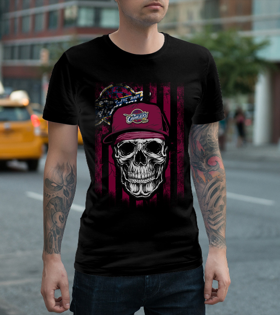 Cleveland Cavaliers Skull With Logo Hat T-Shirt
