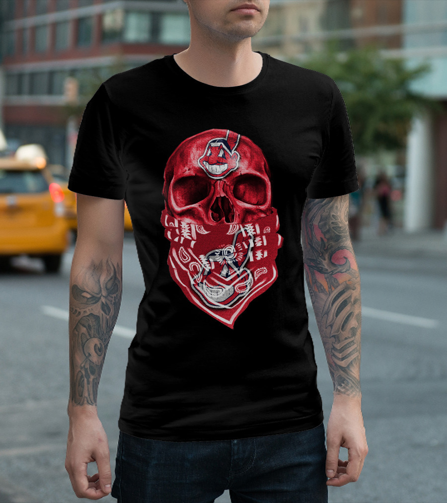 Skull Cleveland Indians Logo Bandana T-Shirt